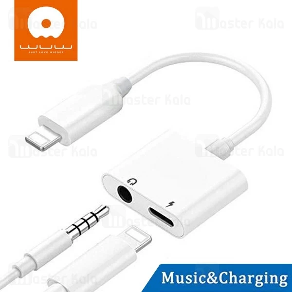 کابل تبدیل لایتنینگ اتصال همزمان هندزفری و شارژر WUW X89