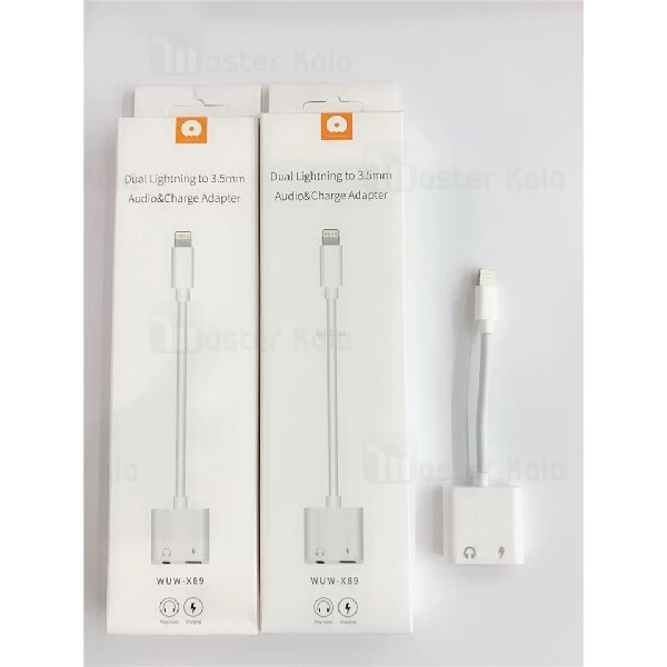کابل تبدیل لایتنینگ اتصال همزمان هندزفری و شارژر WUW X89