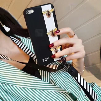 قاب فانتزی گوچی زنبور Apple iPhone 6 Plus - 6s Plus Gucci Bee Case دارای بند آویز