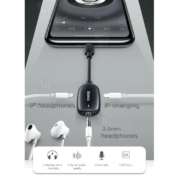 کابل تبدیل لایتنینگ اتصال همزمان هندزفری و شارژر Baseus Audio Converter CALL51-01