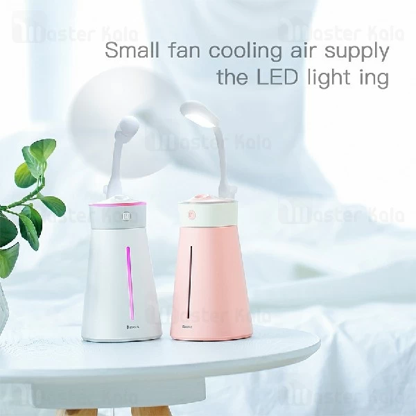 دستگاه بخور سرد Baseus Slim Waist Humidifier DHMY-B02 مجهز به پنکه و چراغ LED