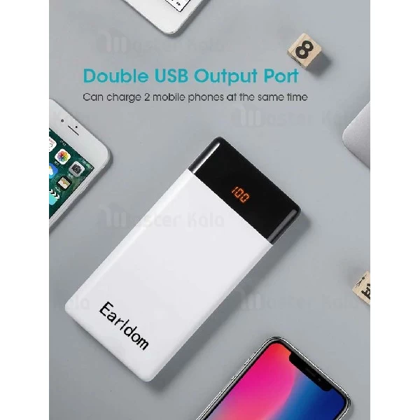 پاوربانک 20000 میلی آمپر ارلدام Earldom ET-PB16 دو پورت با توان 2 آمپر