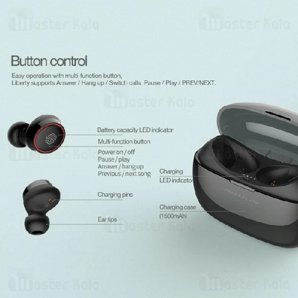 هندزفری بلوتوث دو تایی نیلکین nillkin liberty tws به همراه داک شارژ