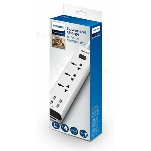 سه راهی برق و شارژ فیلیپس Philips SPN6237WD Power and Charge دارای 4 پورت USB