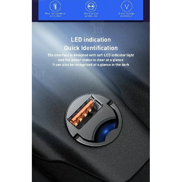 شارژر فندکی فست شارژ بیسوس BASEUS Tiny Star QC3.0 Car Charger VCHX-A0G توان 5 آمپر