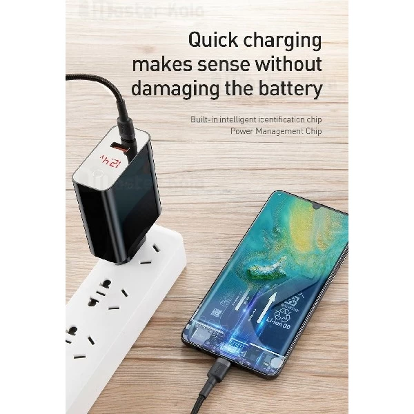 شارژر دیواری هوشمند فست شارژ بیسوس Baseus Speed PPS smart shutdown CCFSEU907-01 توان 5 آمپر