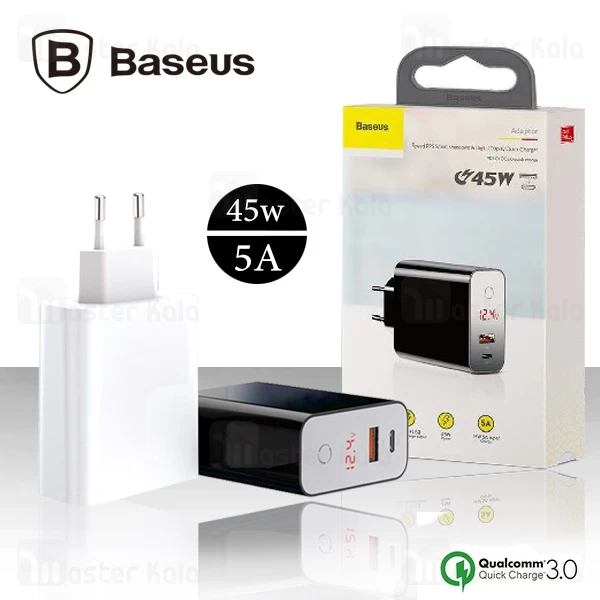 شارژر دیواری هوشمند فست شارژ بیسوس Baseus Speed PPS smart shutdown CCFSEU907-01 توان 5 آمپر