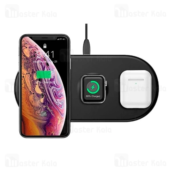 شارژر وایرلس بیسوس Baseus Smart 3in1 WX3IN1-01 شارژ گوشی و اپل واچ و ایرپاد