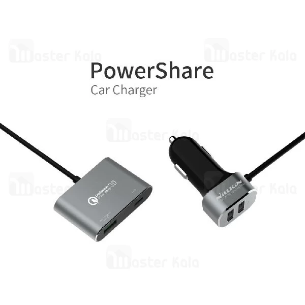 شارژر فندکی فست شارژ نیلکین Nillkin NKC05 power share QC3.0 car charger چهار پورت