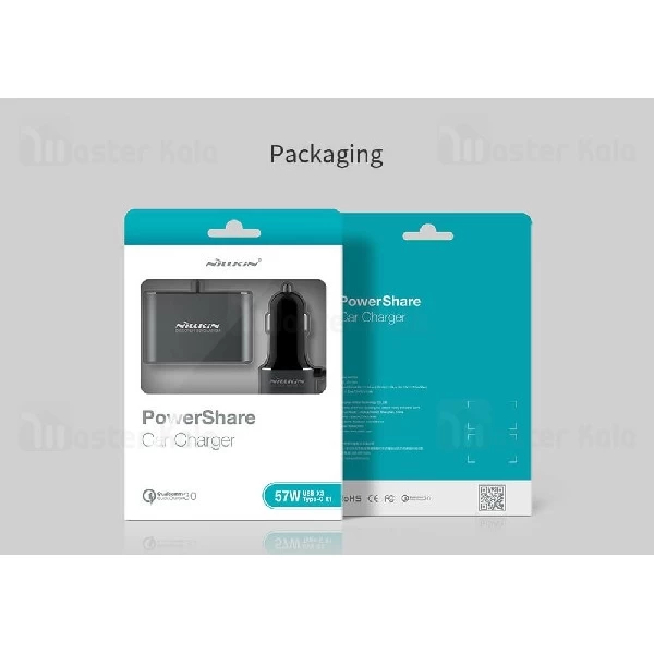 شارژر فندکی فست شارژ نیلکین Nillkin NKC05 power share QC3.0 car charger چهار پورت