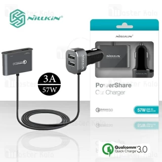 شارژر فندکی فست شارژ نیلکین Nillkin NKC05 power share QC3.0 car charger چهار پورت