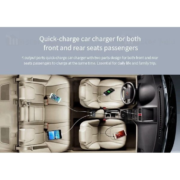 شارژر فندکی فست شارژ نیلکین Nillkin NKC05 power share QC3.0 car charger چهار پورت