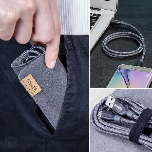 کابل میکرو یو اس بی انکر Anker A8143 Power Line Plus طول 1.8 متر به همراه کیف