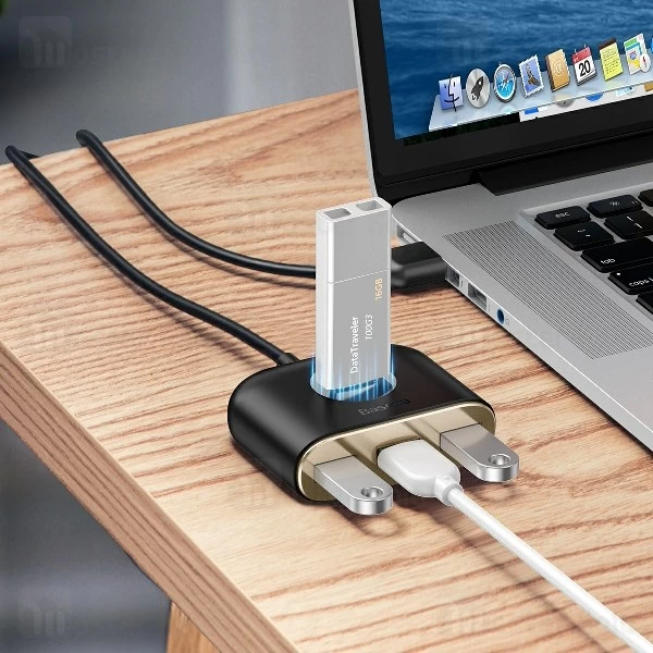 هاب USB چهار پورت بیسوس Baseus Square Round USB 3.0 Hub CAHUB-AY01