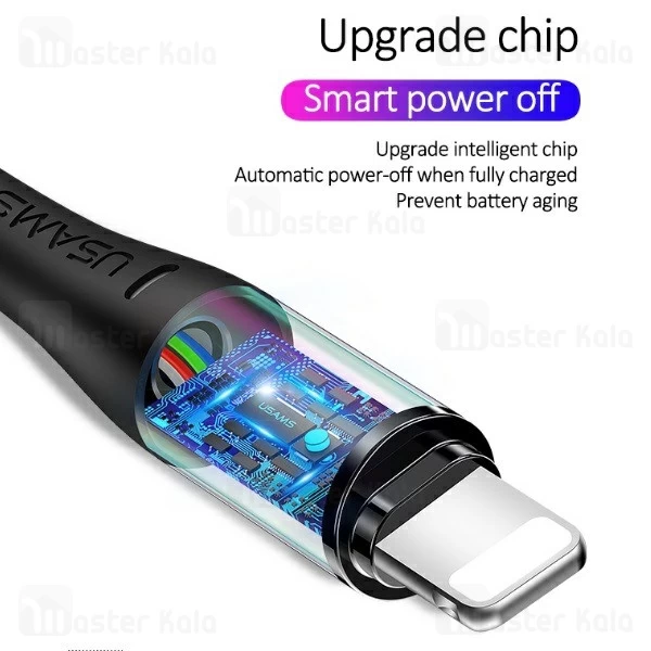 کابل لایتنینگ یوسمز USAMS U-Plus Smart Power OFF دارای قطع کن خودکار و طول 2 متر