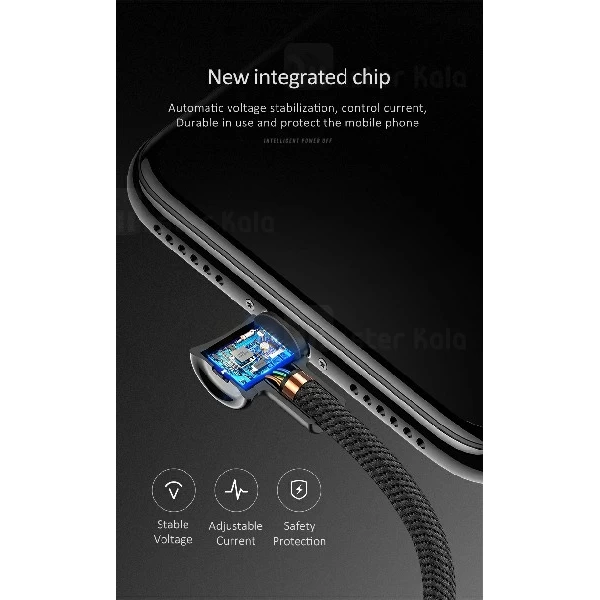 کابل لایتنینگ یوسمز USAMS U13 Right-Angle دارای قطع کن خودکار و طول 2 متر