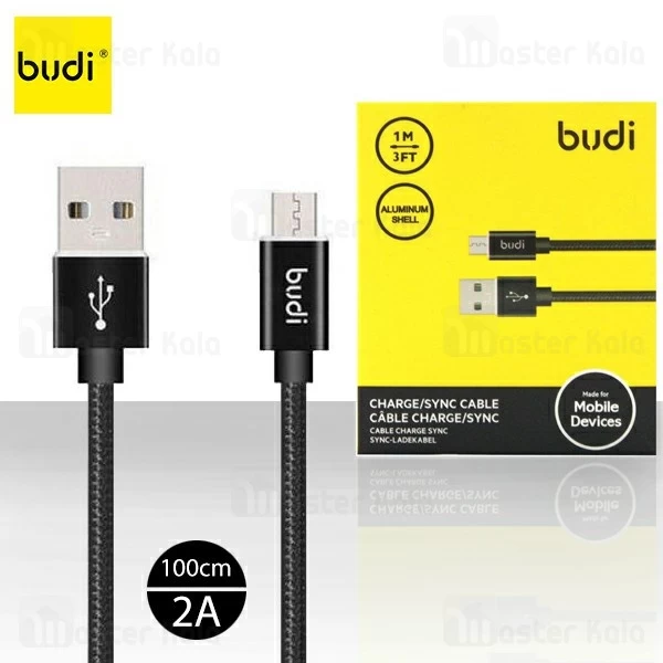 کابل میکرو یو اس بی بودی Budi M8J0180M Micro USB Cable توان 2 آمپر