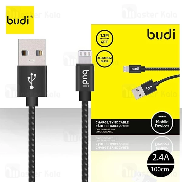 کابل لایتنینگ بودی Budi M8J144 Lightning Cable توان 2.4 آمپر