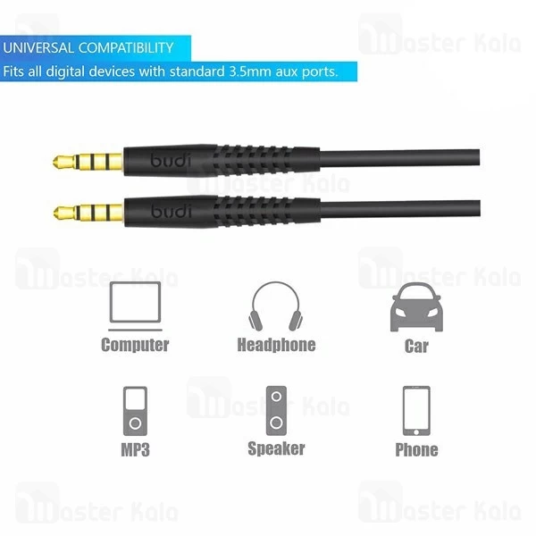 کابل انتقال صدا Aux بودی Budi M8J150AUX Audio Cable طول 1.2 متر