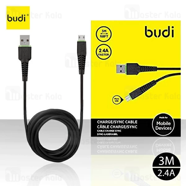کابل میکرو یو اس بی بودی Budi M8J150M09 Micro Cable به طول 3 متر