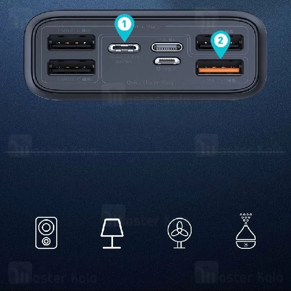 پاوربانک 30000 فست شارژ بیسوس Baseus Amblight QC3.0 Power Bank PPLG پنج پورت