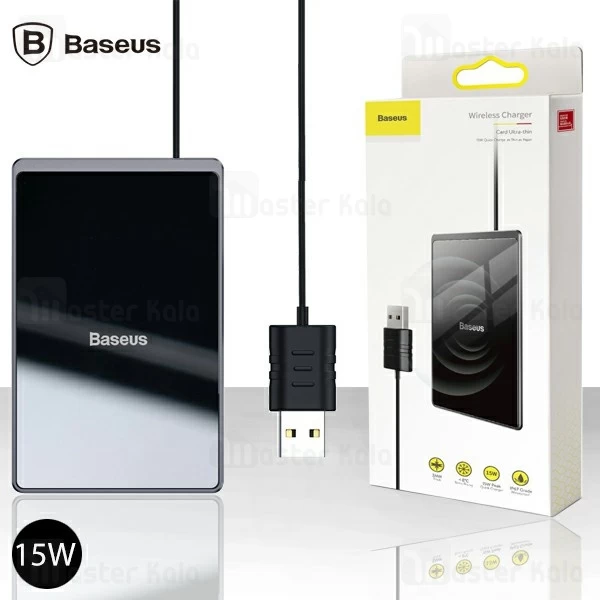 شارژر وایرلس مینی بیسوس Baseus Card Ultra-thin Wireless Charger WX01B-01 توان 15 وات