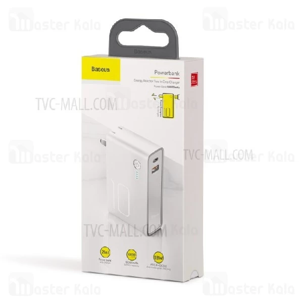 پاوربانک 10000 و شارژر دیواری بیسوس Baseus Energy Reactor QC3.0 2 in 1 PPNLDT909-01