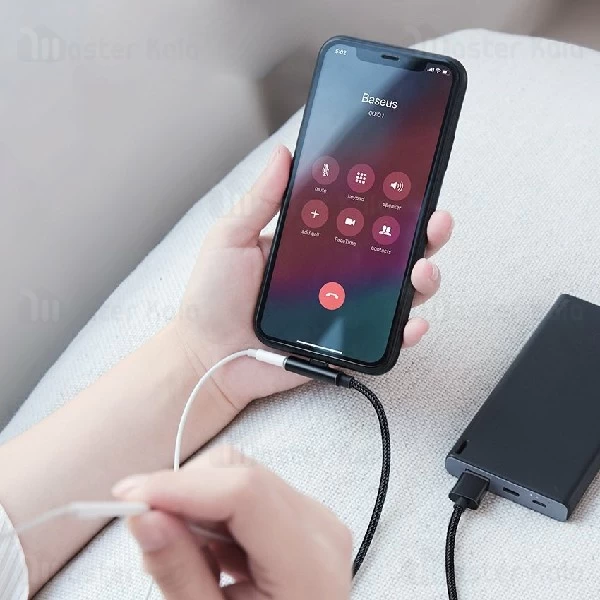 کابل شارژ لایتنینگ و اتصال همزمان هندزفری بیسوس Baseus Rhythm Bent Audio CALLD-B01