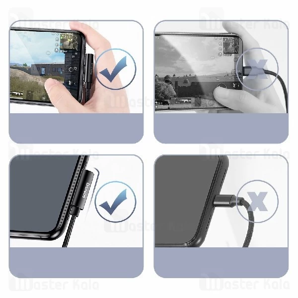 کابل شارژ لایتنینگ و اتصال همزمان هندزفری بیسوس Baseus Rhythm Bent Audio CALLD-B01