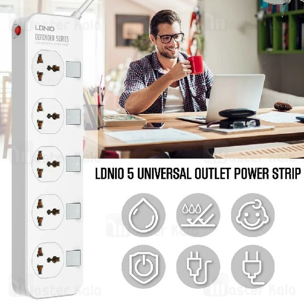 چندراهی برق الدینیو Ldnio SC5006 Defender Power Strip دارای 5 پریز