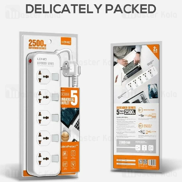 چندراهی برق الدینیو Ldnio SC5006 Defender Power Strip دارای 5 پریز