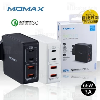 شارژر دیواری فست شارژ Momax UM11UKD OnePlug QC3.0 چهار پورت با توان 66 وات