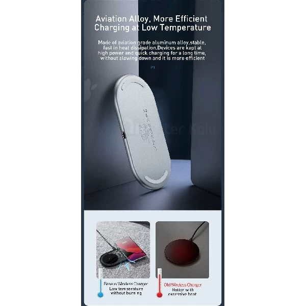 شارژر وایرلس بیسوس Baseus Simple 2 in 1 Wireless Charger WXJK شارژ گوشی و ایرپاد