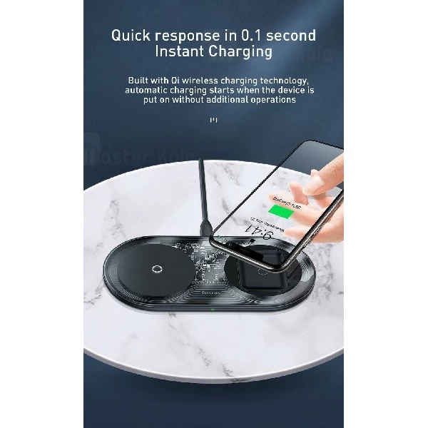 شارژر وایرلس بیسوس Baseus Simple 2 in 1 Wireless Charger WXJK شارژ گوشی و ایرپاد