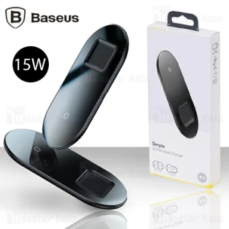 شارژر وایرلس بیسوس Baseus Simple 2 in 1 Wireless Charger WXJK شارژ گوشی و ایرپاد