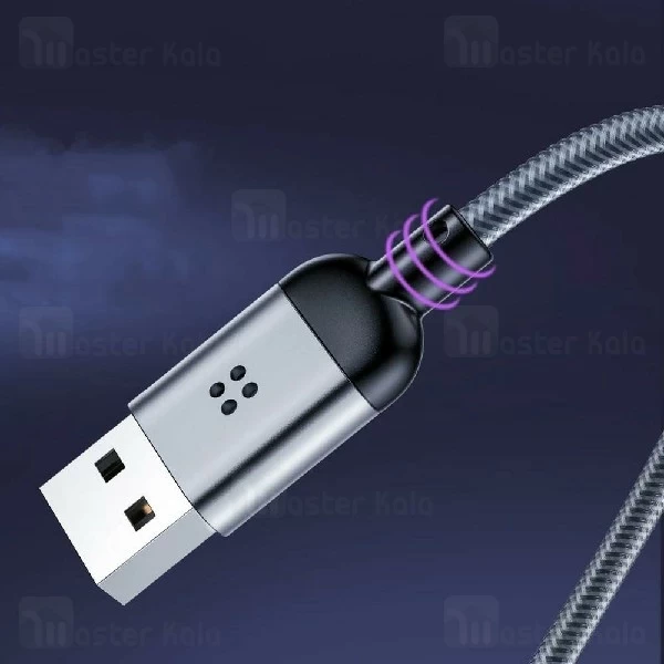 کابل لایتنینگ راک Rock R6 Lightning Metal Braided 2.4A دارای رقص نور