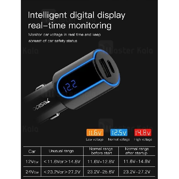 شارژر فندکی فست شارژ یسیدو Yesido Y32 QC3.0 Car Charger توان 3 آمپر