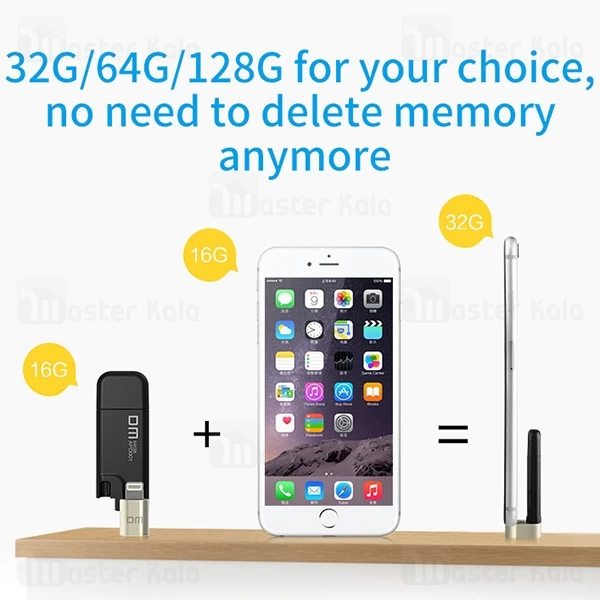 فلش مموری لایتنینگ 128 گیگابایت DM Aiplay APD001 MFi Lightning With USB 3.0