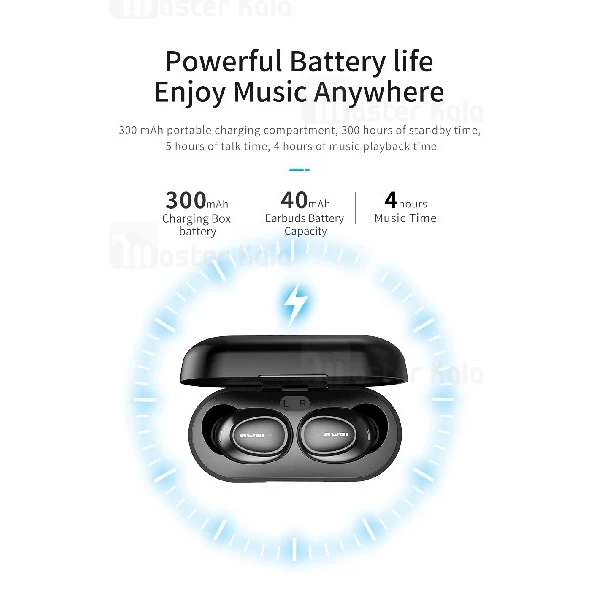 هندزفری بلوتوث دو تایی اوی AWEI T6C Bluetooth Earphone به همراه داک شارژ