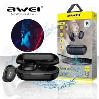 هندزفری بلوتوث دوگوش اوی AWEI T6C Bluetooth Earphone به همراه داک شارژ