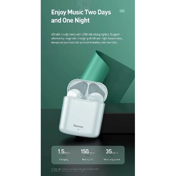 هدست بلوتوث دوتایی بیسوس Baseus W09 Encok Wireless Earphones برای آیفون و اندروید