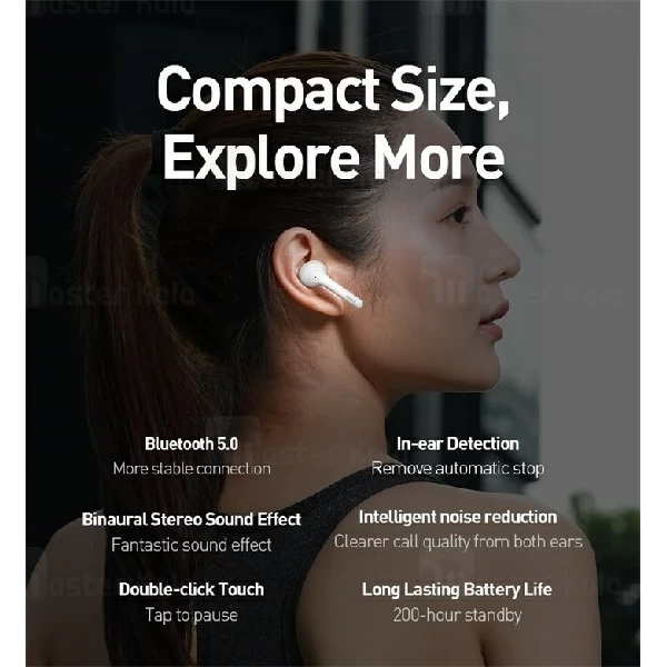 هندزفری بلوتوث دوگوش بیسوس Baseus W07 Encok True Wireless Earphones NGW07-01 دارای کیس شارژ