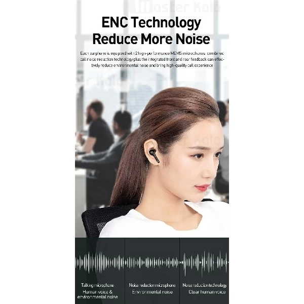 هندزفری بلوتوث دوگوش بیسوس Baseus W07 Encok True Wireless Earphones NGW07-01 دارای کیس شارژ