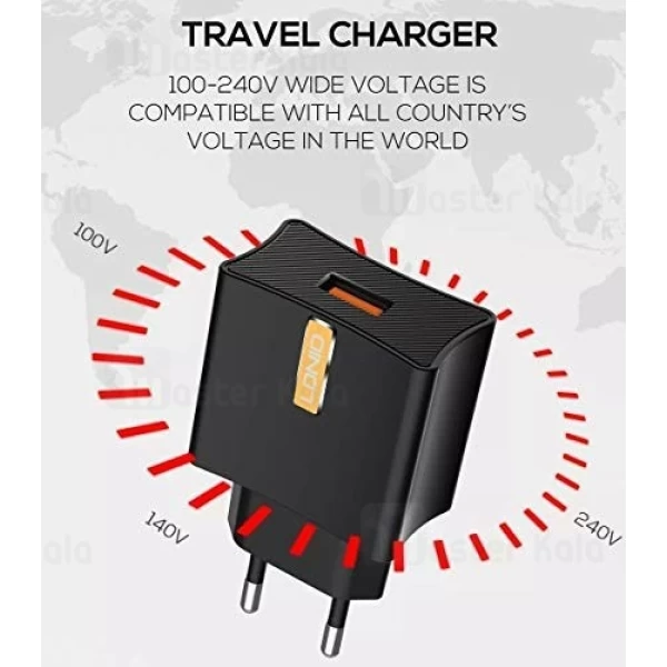 پک شارژر دیواری و شارژر فندکی و پاوربانک الدینیو LDNIO CC200 Mobile Charging Kit