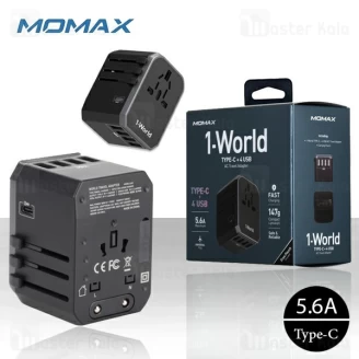 آداپتور 5 پورت و مبدل برق چندکاره مومکس Momax UA5D AC Travel Adapter توان 28 وات