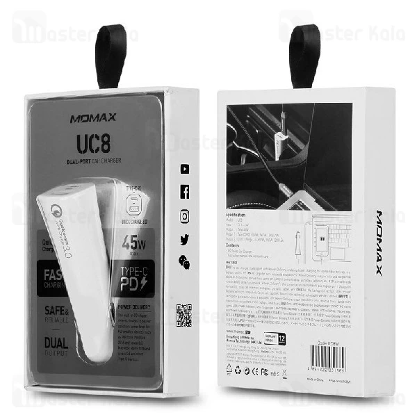 شارژر فندکی فست شارژ مومکس Momax UC8 QC3.0 Car Charger توان 45 وات
