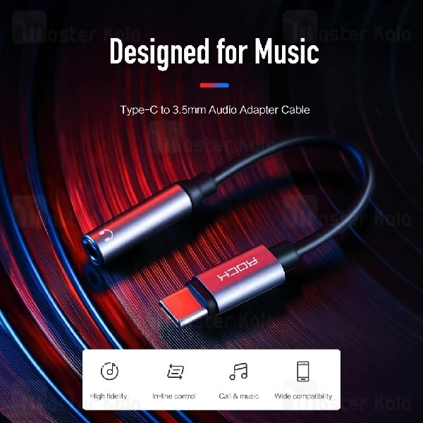 کابل تبدیل Type C به پورت AUX راک Rock RCB0666 Audio Adapter Cable