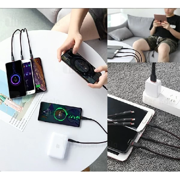 کابل شش سر راک Rock RCB0734 6 IN 1 Cable به توان 3.6 آمپر و طول 2 متر