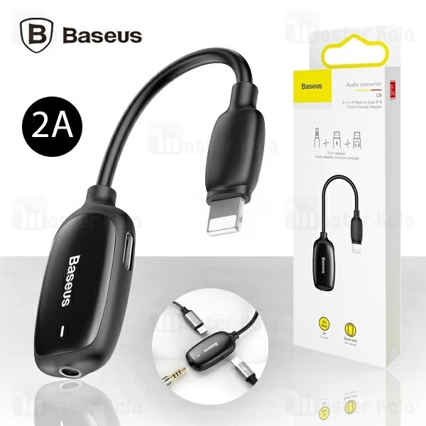 کابل تبدیل لایتنینگ اتصال همزمان هندزفری و شارژر بیسوس Baseus L51 Audio Converter CALL51-01
