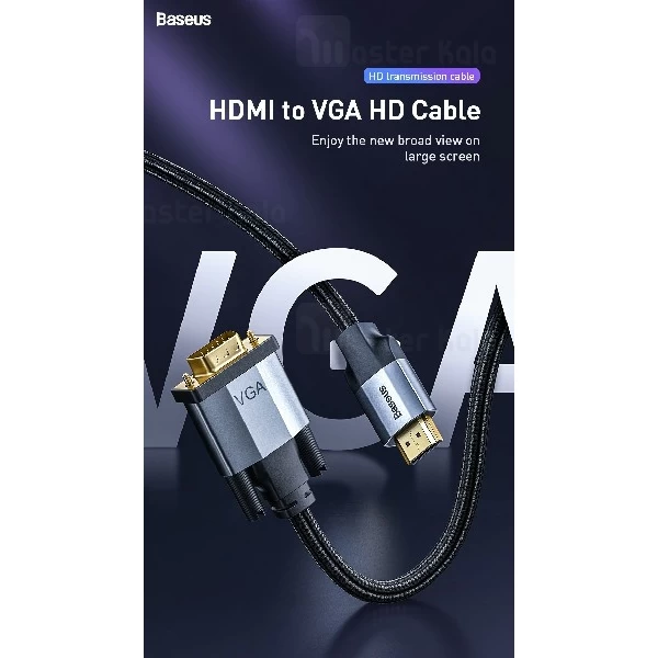 کابل HDMI به VGA بیسوس Baseus Enjoyment 4K HDMI Male To VGA Male CAKSX-J0G به طول 1 متر